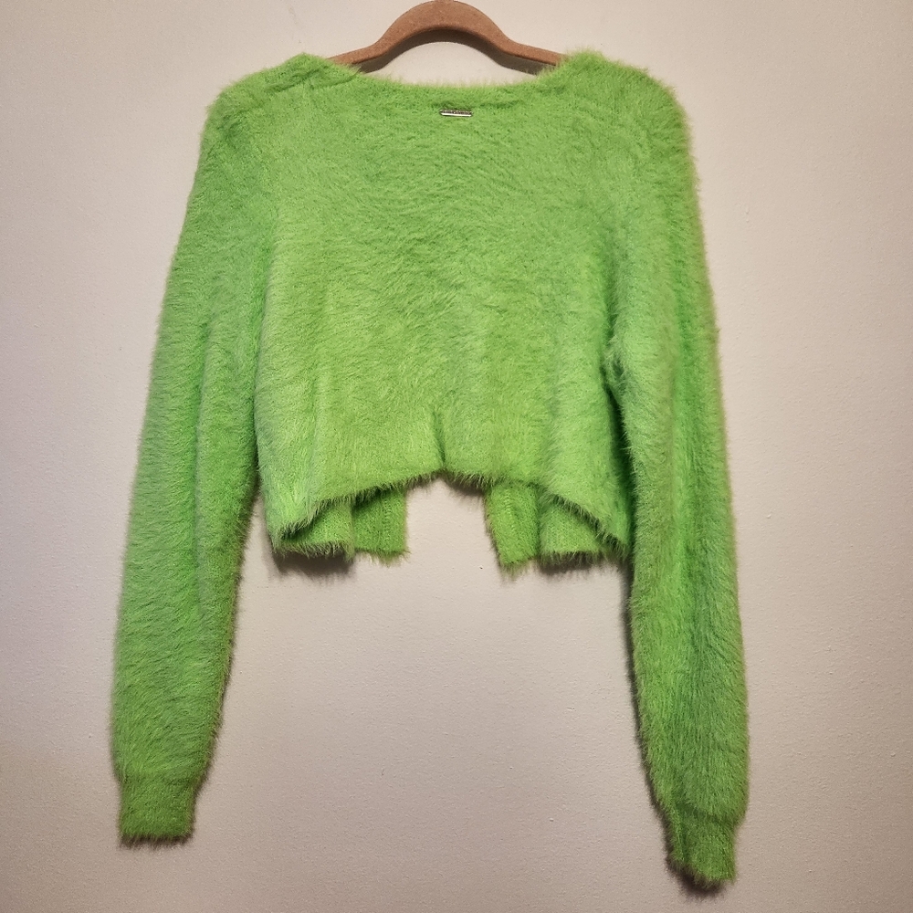 Fabletics Green Fuzzy Women's Sweater View 3